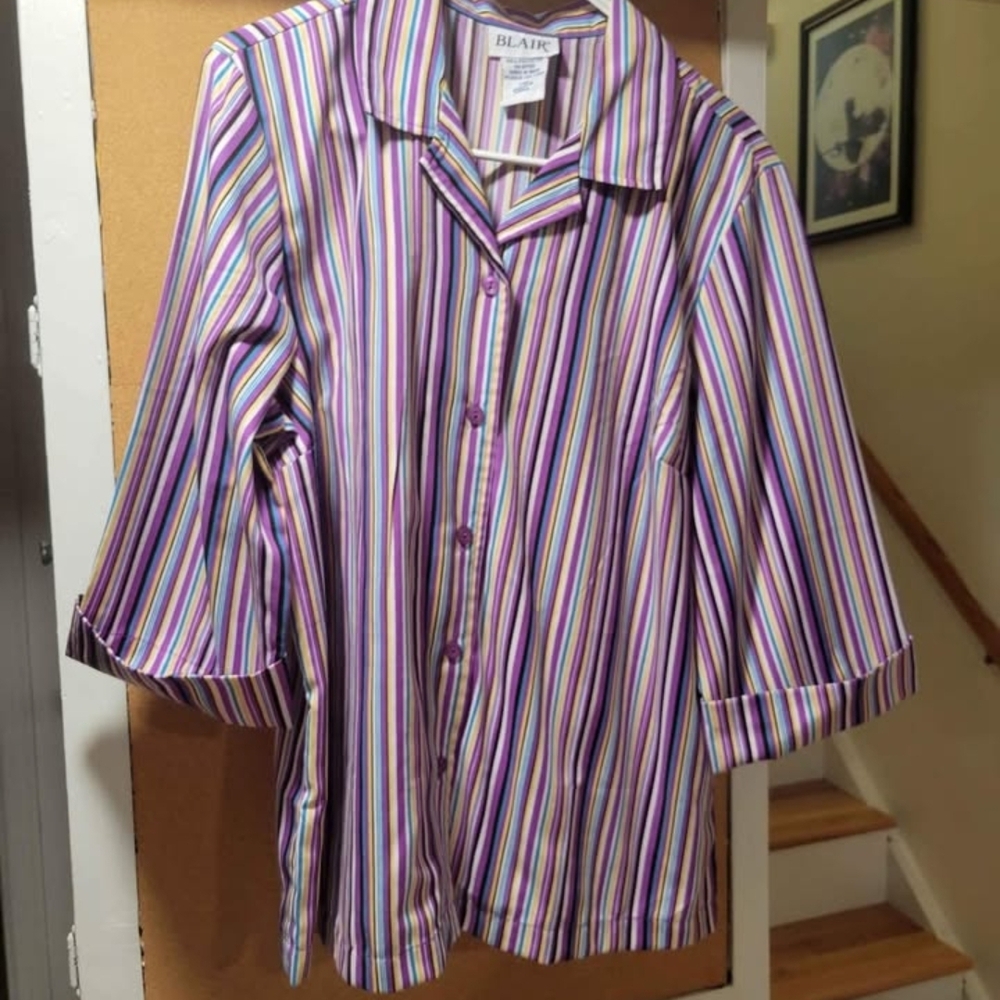 Blair Colorful Button-Down Striped Shirt Size L